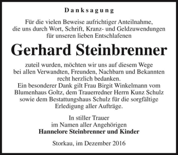 Traueranzeige von Gerhard Steinbrenner  von Magdeburger Volksstimme