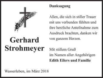 Traueranzeige von Gerhard Strohmeyer  von Magdeburger Volksstimme