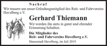 Traueranzeige von Gerhard Thiemann  von Magdeburger Volksstimme