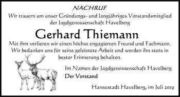 Traueranzeige von Gerhard Thiemann  von Magdeburger Volksstimme