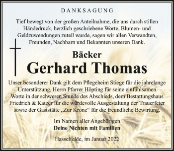 Traueranzeige von Gerhard Thomas  von Magdeburger Volksstimme