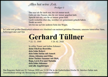 Traueranzeige von Gerhard Tüllner  von Magdeburger Volksstimme