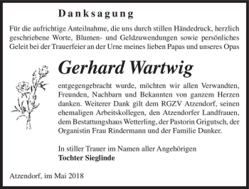 Traueranzeige von Gerhard Wartwig  von Magdeburger Volksstimme