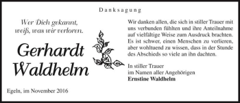 Traueranzeige von Gerhardt Waldhelm  von Magdeburger Volksstimme