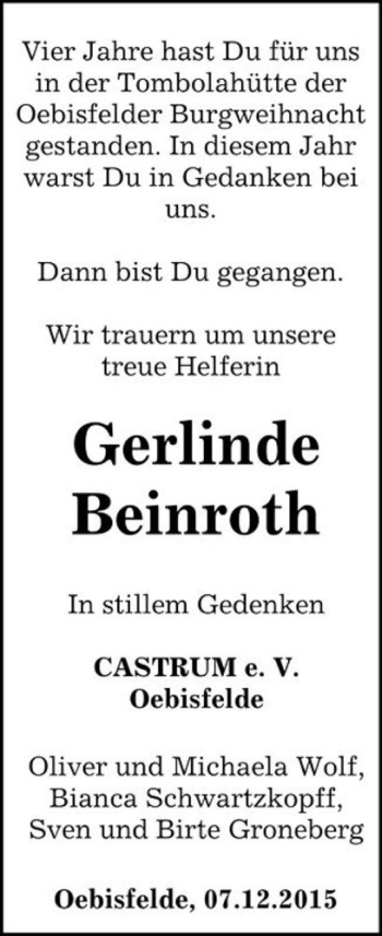 Traueranzeige von Gerlinde Beinroth  von Magdeburger Volksstimme