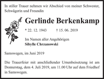 Traueranzeige von Gerlinde Berkenkamp  von Magdeburger Volksstimme