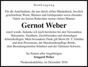 Traueranzeige von Gernot Weber  von Magdeburger Volksstimme