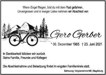 Traueranzeige von Gero Gerber  von Magdeburger Volksstimme