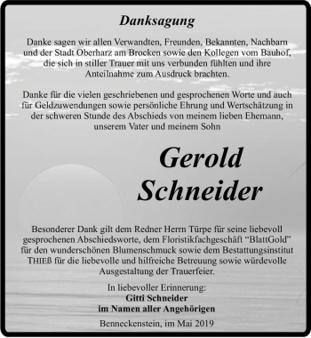 Traueranzeige von Gerold Schneider  von Magdeburger Volksstimme