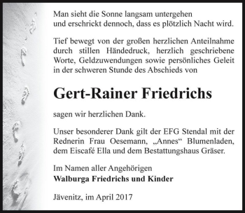 Traueranzeige von Gert-Rainer Friedrichs  von Magdeburger Volksstimme