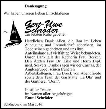 Traueranzeige von Gert-Uwe Schröder  von Magdeburger Volksstimme