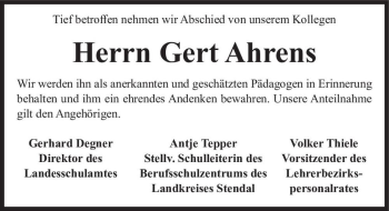 Traueranzeige von Gert Ahrens  von Magdeburger Volksstimme