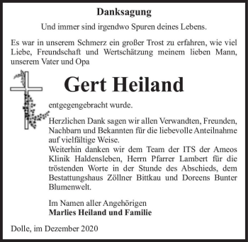 Traueranzeige von Gert Heiland  von Magdeburger Volksstimme