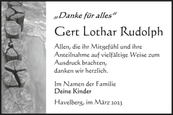 Traueranzeige von Gert Lothar Rudolph  von Magdeburger Volksstimme