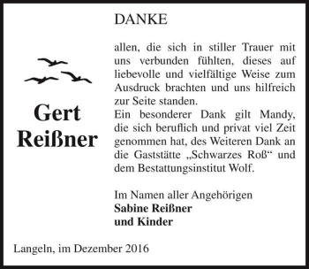 Traueranzeige von Gert Reißner  von Magdeburger Volksstimme
