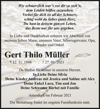 Traueranzeige von Gert Thilo Müller  von Magdeburger Volksstimme