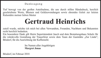 Traueranzeige von Gertraud Heinrichs  von Magdeburger Volksstimme
