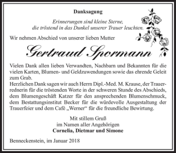 Traueranzeige von Gertraud Spormann  von Magdeburger Volksstimme