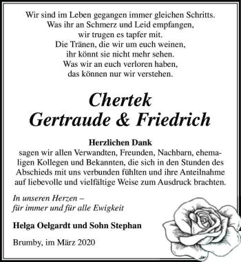 Traueranzeige von Gertraude Chertek  von Magdeburger Volksstimme