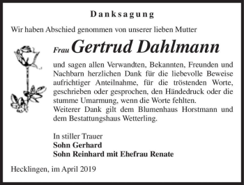 Traueranzeige von Gertrud Dahlmann  von Magdeburger Volksstimme
