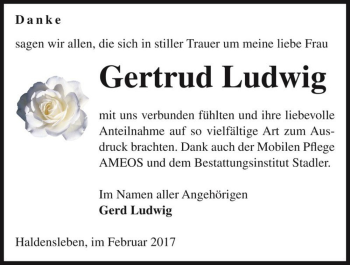 Traueranzeige von Gertrud Ludwig  von Magdeburger Volksstimme