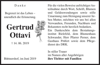 Traueranzeige von Gertrud Ottavi  von Magdeburger Volksstimme