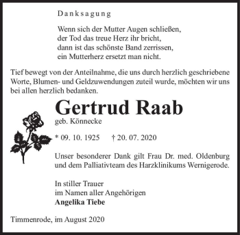 Traueranzeige von Gertrud Rado (geb. Könnecke)  von Magdeburger Volksstimme