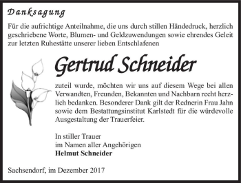 Traueranzeige von Gertrud Schneider  von Magdeburger Volksstimme