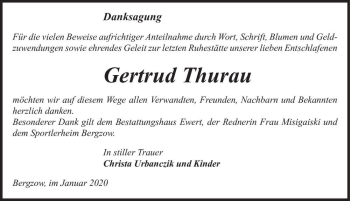 Traueranzeige von Gertrud Thurau  von Magdeburger Volksstimme