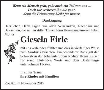 Traueranzeige von Giesela Firle  von Magdeburger Volksstimme