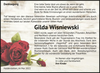Traueranzeige von Gilda Wisniewski  von Magdeburger Volksstimme