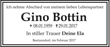 Traueranzeige von Gino Bottin  von Magdeburger Volksstimme