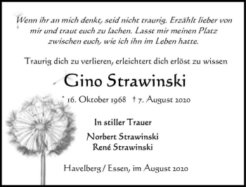 Traueranzeige von Gino Strawinski  von Magdeburger Volksstimme