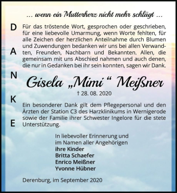 Traueranzeige von Gisela 