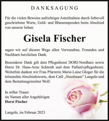 Traueranzeige von Gisela Fischer  von Magdeburger Volksstimme
