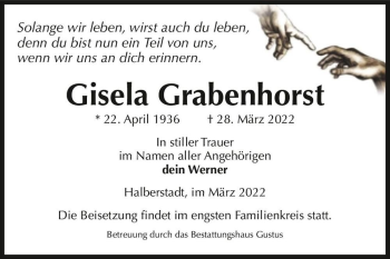 Traueranzeige von Gisela Grabenhorst  von Magdeburger Volksstimme