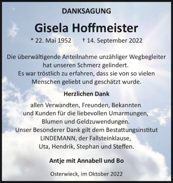 Traueranzeige von Gisela Hoffmeister  von Magdeburger Volksstimme