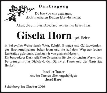 Traueranzeige von Gisela Horn (geb. Rebert)  von Magdeburger Volksstimme