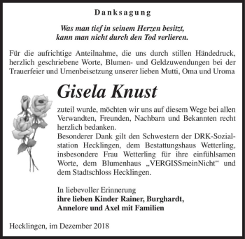 Traueranzeige von Gisela Knust  von Magdeburger Volksstimme