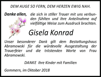 Traueranzeige von Gisela Konrad  von Magdeburger Volksstimme