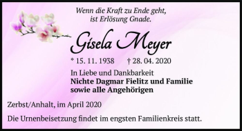 Traueranzeige von Gisela Meyer  von Magdeburger Volksstimme