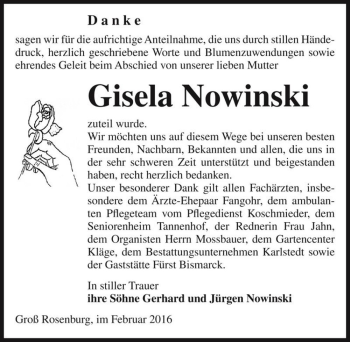 Traueranzeige von Gisela Nowinski  von Magdeburger Volksstimme