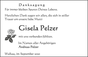 Traueranzeige von Gisela Pelzer  von Magdeburger Volksstimme