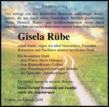 Traueranzeige von Gisela Rübe  von Magdeburger Volksstimme