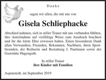 Traueranzeige von Gisela Schliephacke  von Magdeburger Volksstimme