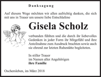 Traueranzeige von Gisela Scholz  von Magdeburger Volksstimme