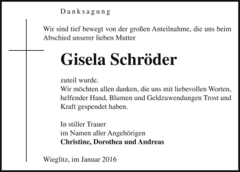 Traueranzeige von Gisela Schröder  von Magdeburger Volksstimme