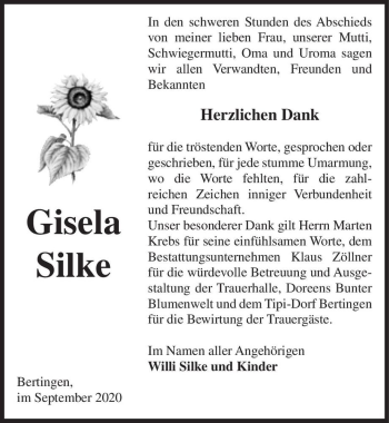 Traueranzeige von Gisela Silke  von Magdeburger Volksstimme
