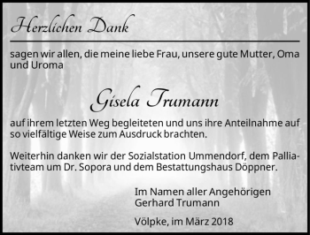 Traueranzeige von Gisela Trumann  von Magdeburger Volksstimme