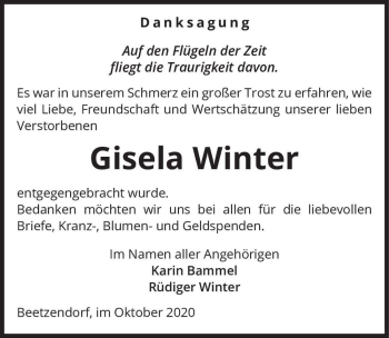 Traueranzeige von Gisela Winter  von Magdeburger Volksstimme